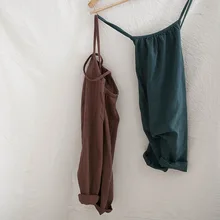 Детская летняя майка с рисунком леса; брюки на подтяжках; хлопковая льняная майка на подтяжках; брюки на подтяжках для мужчин и женщин; детская одежда