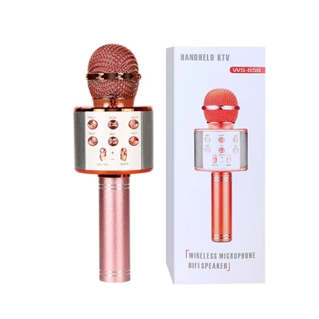 

WS858 Wireless Bluetooth Microphone Karaoke Condenser Microphone Professional Mic Radio Studio Recording Mic with LED Light