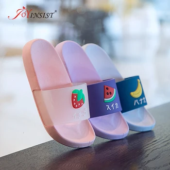 

2020 New Children's Slippers Boy Girl Summer Beach Shoes Flip Flops Soft Non-slip Kids Indoor Bathroom Cartoon Slippers Fruit