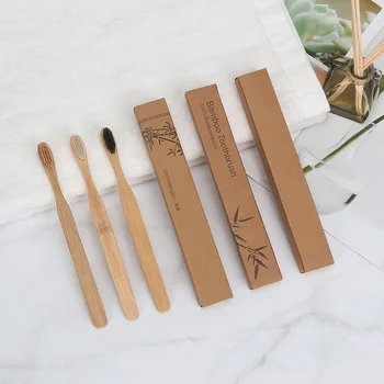 

1000PCS DHL Bamboo Toothbrush Brown Curved Style Bamboo Toothbrush Soft-bristle Bamboo Wooden Handle Black Toothbrush Wholesale