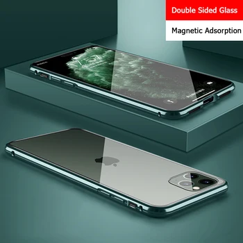 

360 Full Magnetic Case For iPhone 11 Coque 11 Pro MAX X XS XR Metal Bumper Double Face Glass Cover For iPhone 8 7 Plus 9 SE Case