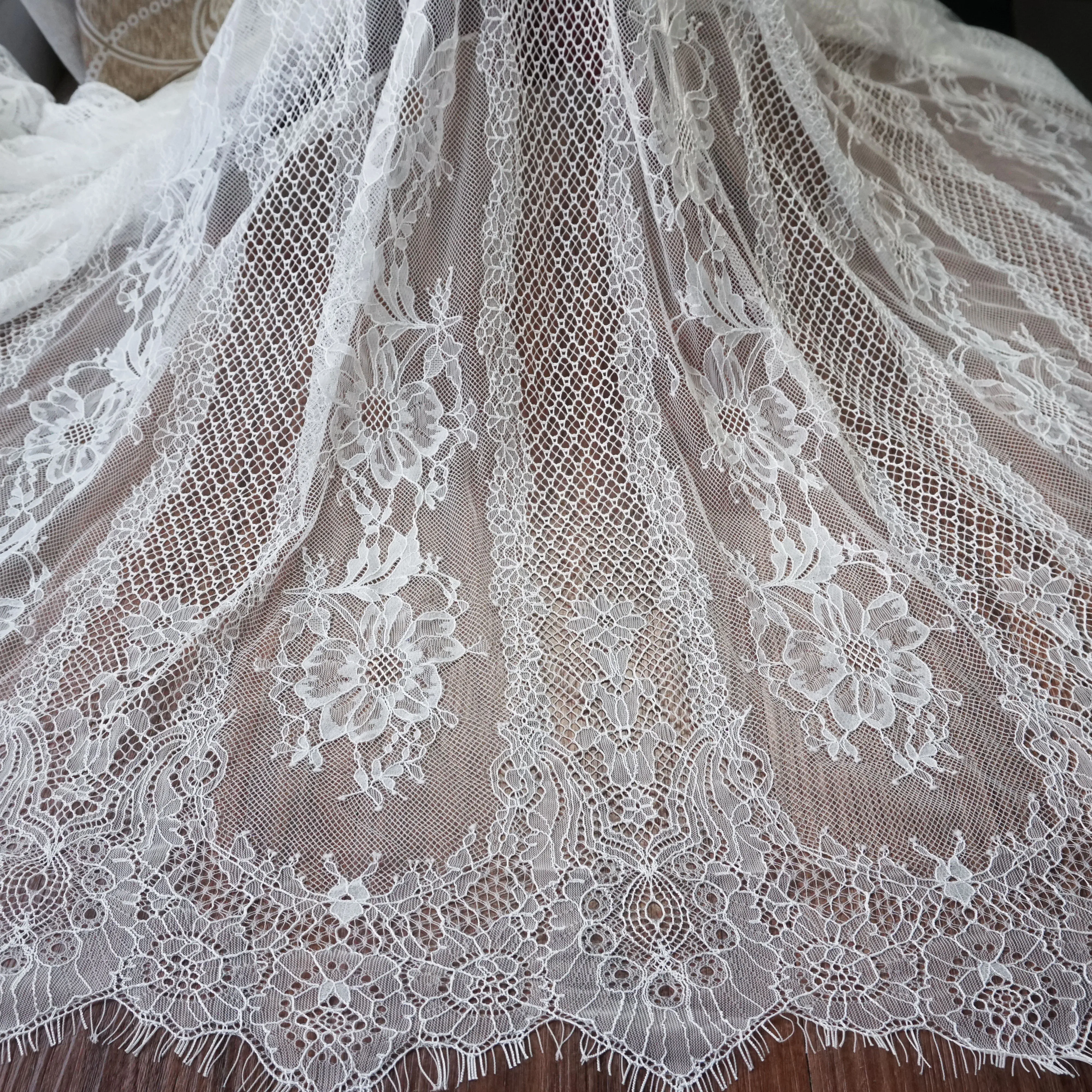 European Style Luxurious Wedding Gowns Lace Fabric Subtle Eyelash Chantilly Lace Off White Blac In Stock Wedding Gown Lace Lace Aliexpress