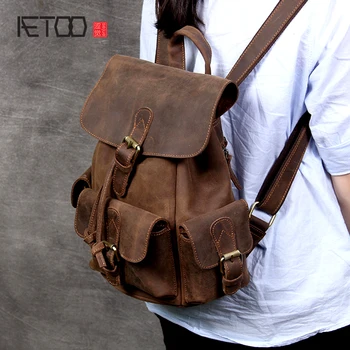 

AETOO Vintage leather backpack, crazy horse leather ladies small backpack, leather backpack
