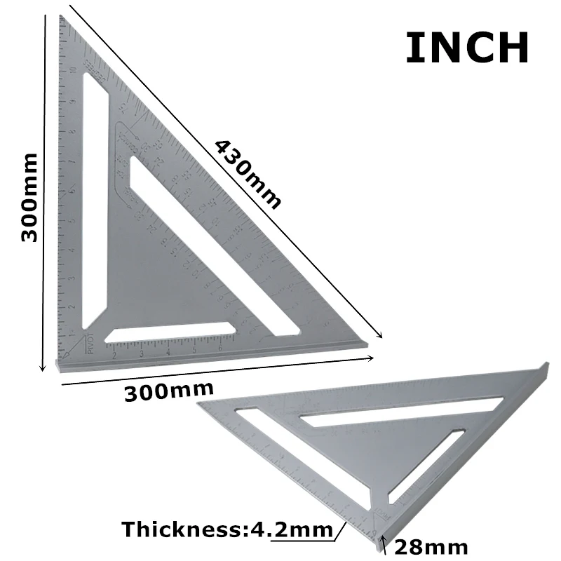 " /12" треугольная линейка угломер деревообрабатывающий митер скорость квадратная измерительная линейка для строительства измерительные Плотницкие Инструменты - Цвет: Inch-12