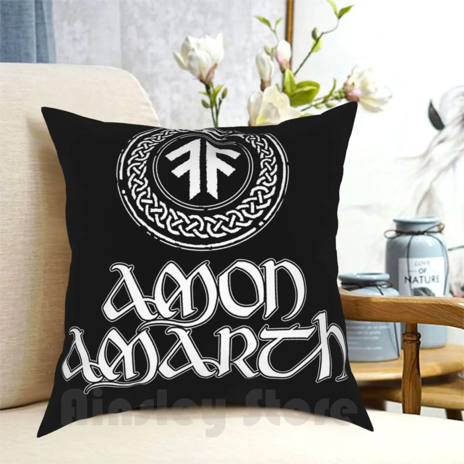 

Amon Amarth Logo White Pillow Case Printed Home Soft Throw Pillow Amon Amarth Logo White Band Group Music Metal Punk