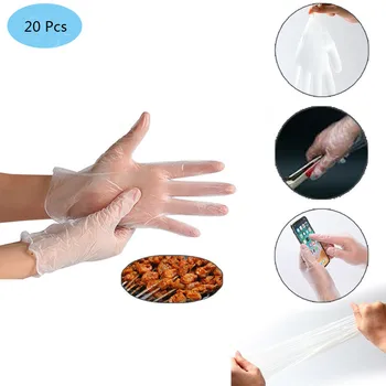 

20Pcs Clear Vinyl Food-grade Protective Gloves Household Disposable Gloves Food Latex-Free Skin-friendly Cleaning Gloves #25