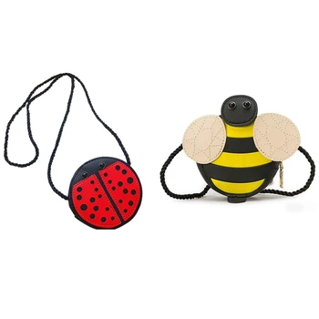 

2 Pcs Cute Children's Shoulder Bag Personality Wild Purse Mini Accessories Bag - Bee & Ladybug