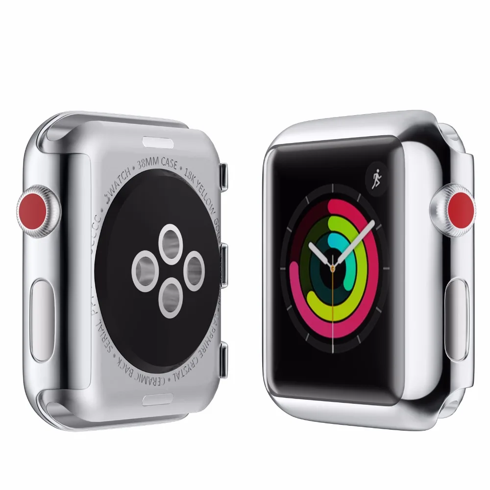 Защитная крышка экрана для Apple Watch Case гальваническое покрытие пластиковый жесткий компьютер 38 мм/мм 42 мм для Apple Watch Series 3 и Series 2