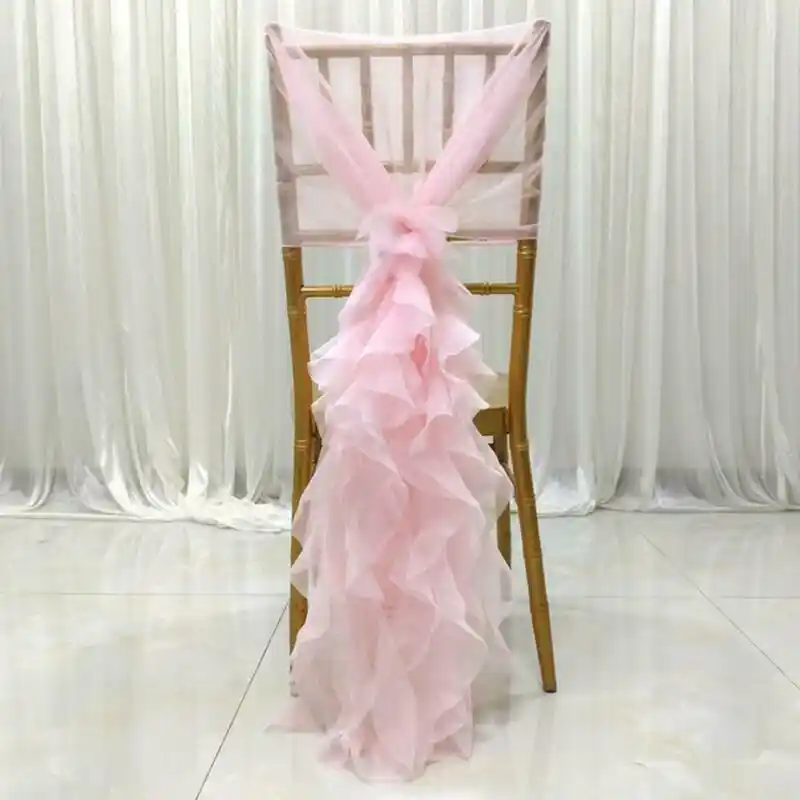 1pc Chair Sash Wedding Banquet Birthday Party Ruffle Elegant