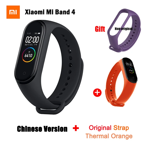 Xiaomi mi Band 4 глобальная версия Смарт-браслет 3 цвета AMOLED экран mi Band 4 Bluetooth фитнес-браслет сердечного ритма - Color: CN Original Orange 2