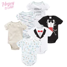 Honeyzone, 6 шт./лот, летний комплект одежды для новорожденных мальчиков, хлопок, ropa para bebe, качественная одежда для маленьких девочек с надписью «More Than Carters»