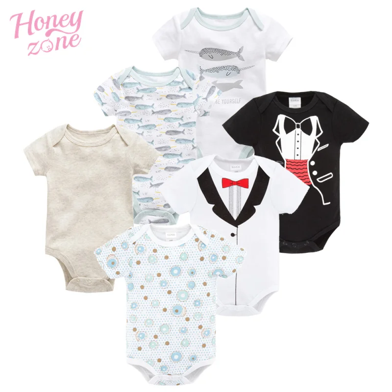 Honeyzone 6PCS/lot Summer New Born Baby Boy Clothes Set 100%Cotton ropa para bebe High Quality Body Girl Jumpsuits | Детская одежда и