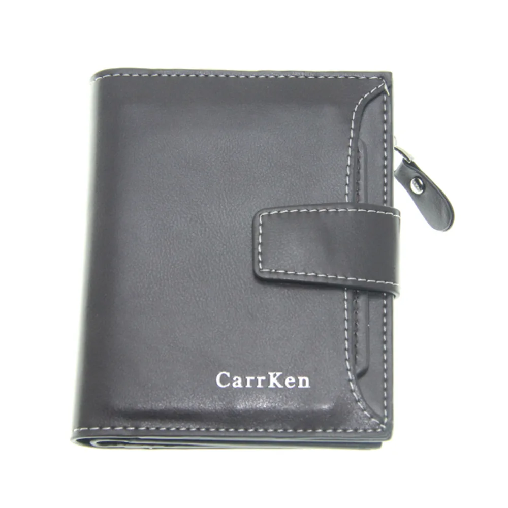 

New Style Dark Brown PU Fold Wallet Lock Wallet Men's Wallet