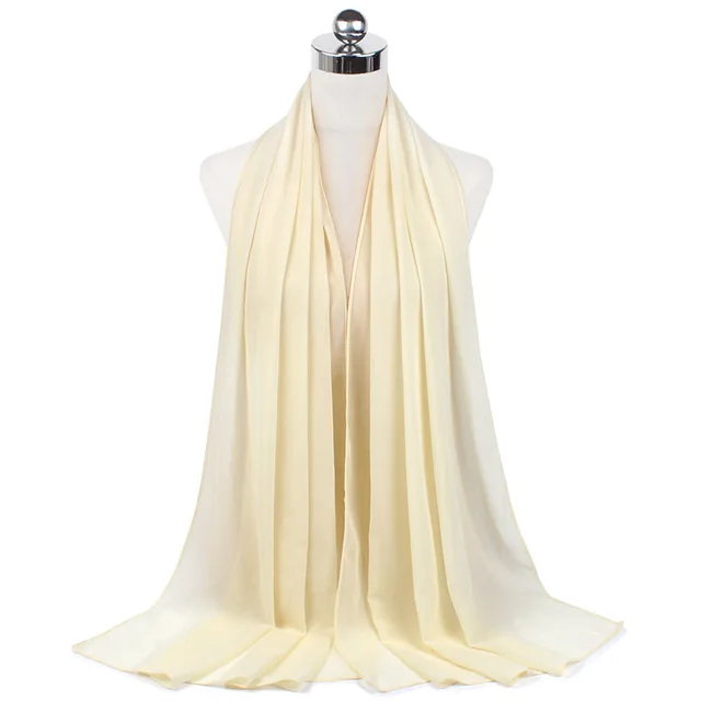 High Quality Good Stitching Stitch Plain Premium Heavy Chiffon Hijab Scarf Malaysian Women's Scarves Hijabs Long Shawl Shawls 12