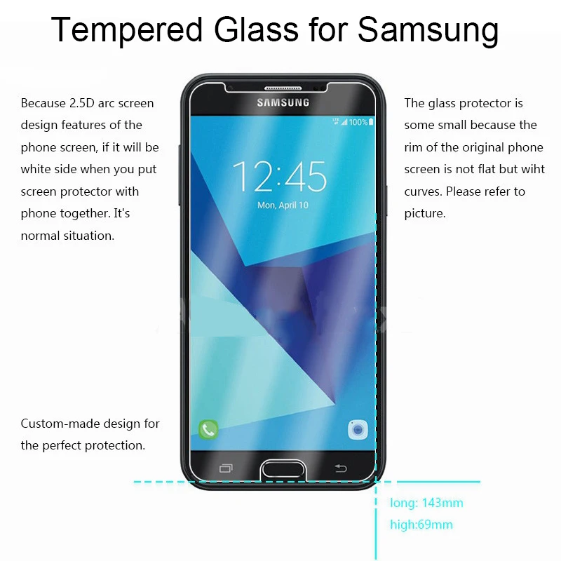Закаленная пленка для смартфона Защитная передняя Samsung A7 2017 A5 2016 A3 2015 9H HD