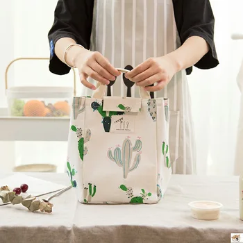 

-Bag Beam Port Insulation Lunch Bag Oil-Proof Refrigerated Erproof Canvas Hand-Held Meal Preserving Storage Box Lun