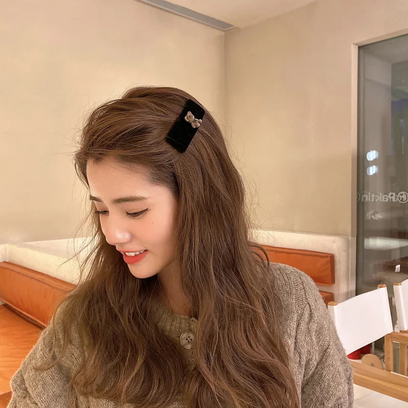 2pc Wholesale Retro velvet cute Korean Hair Clips for Women Girls Child