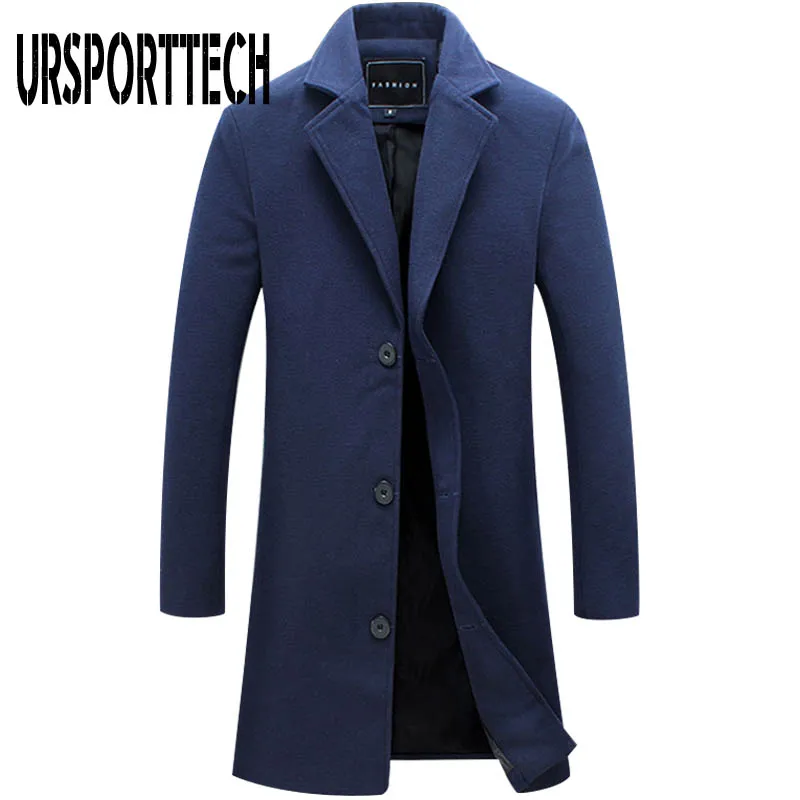 Высококачественные мужские куртки, новая мода, приталенные пальто, деловые мужские длинные зимние ветрозащитные куртки размера плюс 5XL, черные - Цвет: Тёмно-синий