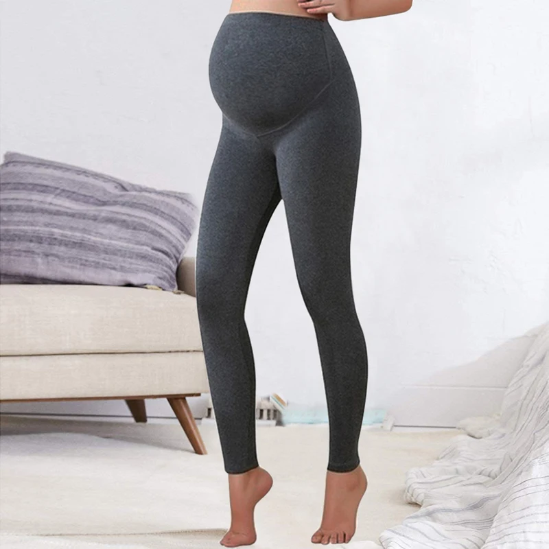 Polainas de invierno pantalones sólido caliente el embarazo ropa para mujeres embarazadas de cintura alta pantalones lápiz elástico negro Pantalones