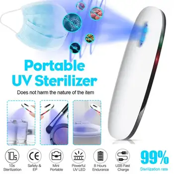 

USB Portable UVC Light Sterilizer Bactericidal Lamp For Phone Mask Ultraviolet Germicidal Sanitizer Disinfection Mite Eliminator