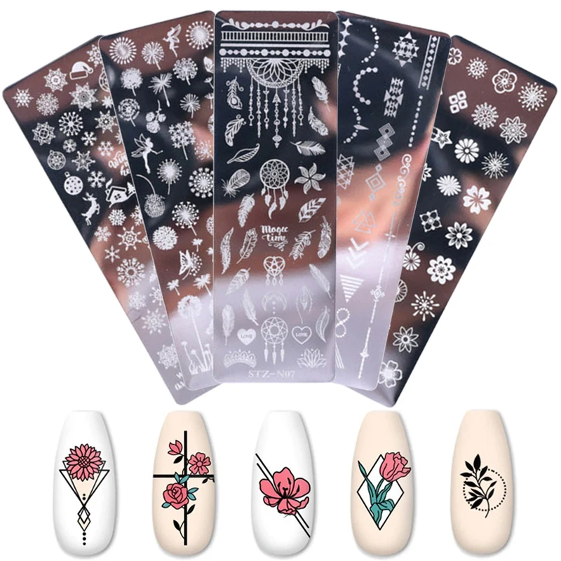 

Rectangle Nail Stamping Plates Dreamcatcher Stamp Template Cat Nail Art Theme Decoration DIY Image Plate Stencil Printing Tool