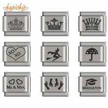 Hapiship ромашка Корона сердце ведьмы следы зонтик Шарм Подходит 9 мм браслет серебро Нержавеющая сталь ювелирных изделий DJ203