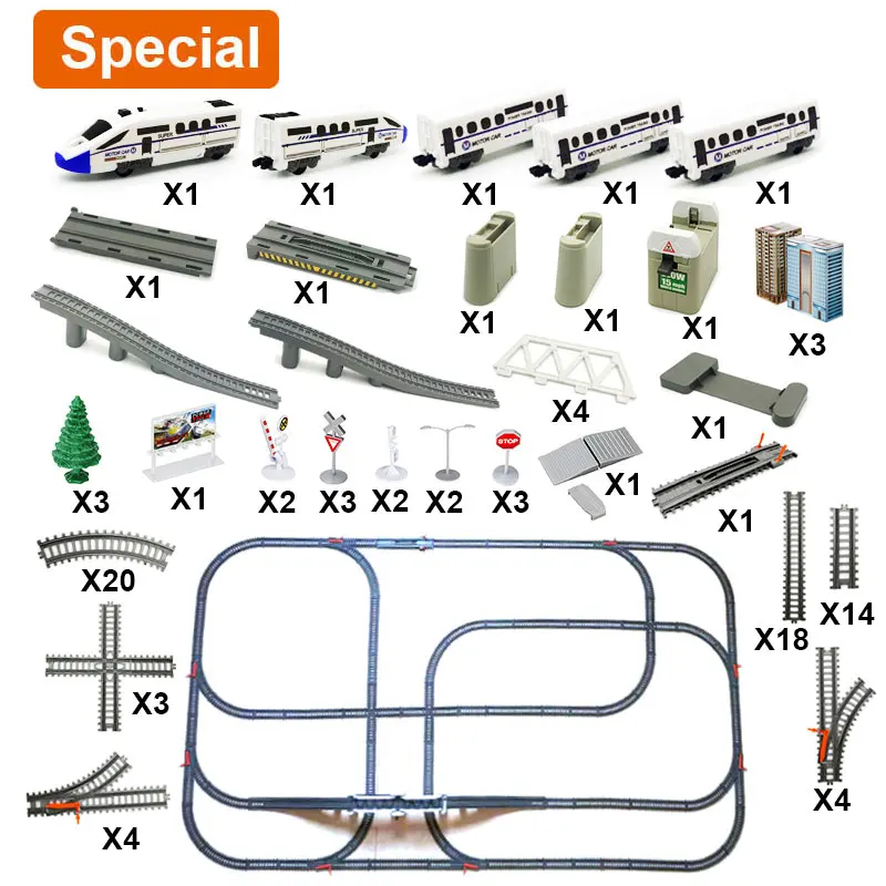 Детский Радиоуправляемый поезд, модель, Электрический поезд, набор поездов, детский Железнодорожный Набор, игрушечный поезд, Электрический высокоскоростной железной дороги, игрушки для детей - Цвет: H0004special large5