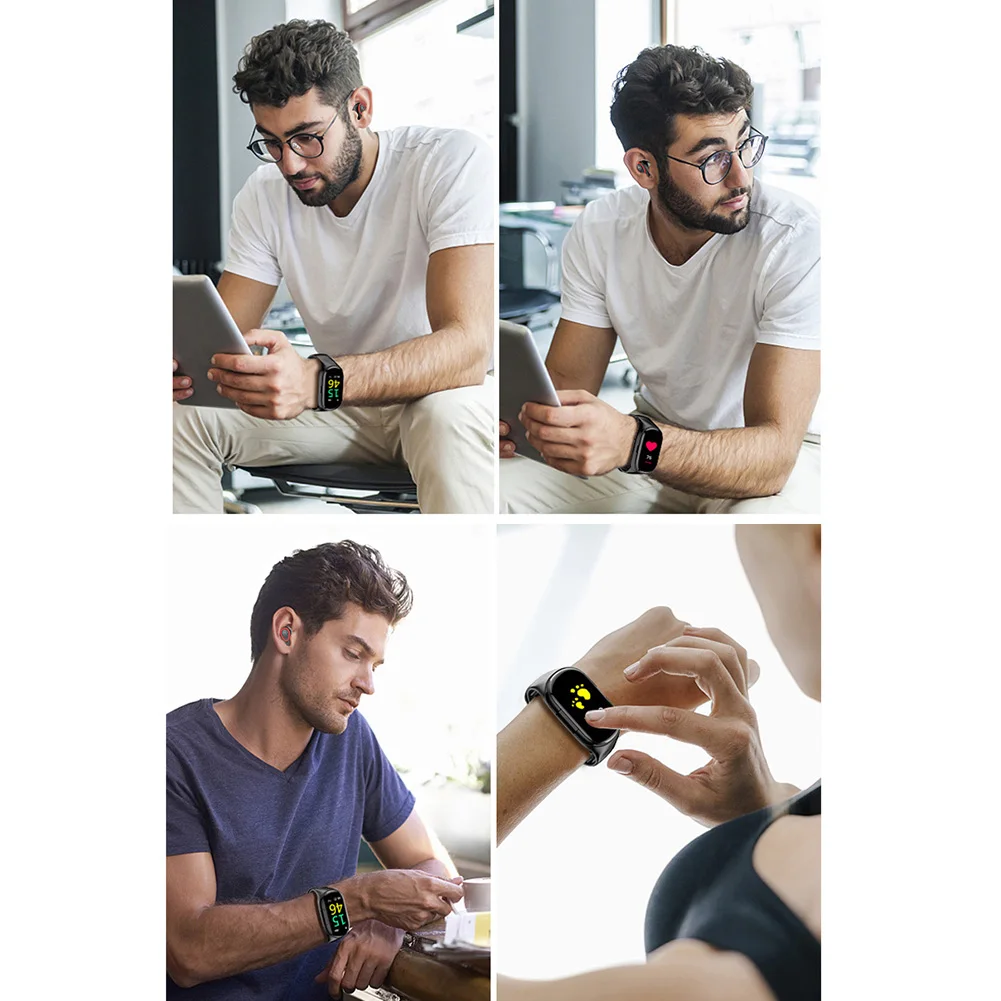 

Waterproof LCD Display Business Fashion 2 In 1 Portable Blood Pressure Wireless Fitness TPU Smart Bracelet Bluetooth Earphone