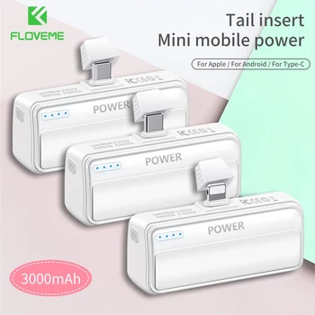 

FLOVEME Portable Mini Power Bank 3000mAh External Battery Powerbank Type C USB For iPhone Charger For Xiaomi Samsung Power Bank