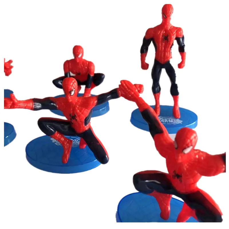 7pcs / Set Plastic Spiderman Decoration 7 Decorative Superman with Base PVC Action Figure Collectible Model Doll Anime Figure