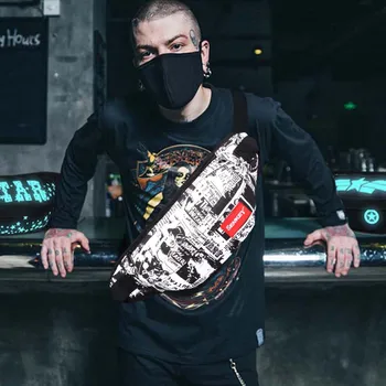 

New Waist Pack Unisex Waist Bag Women Fanny pack Hip Hop Glow Chest pack Streetwear High Capacity Kidney Bum Bags Banana Bag