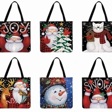 Детская любимая Рождественская Подарочная сумка с мультипликационным принтом Снеговик и Санта сумка на плечо Женская Складная сумка для покупок