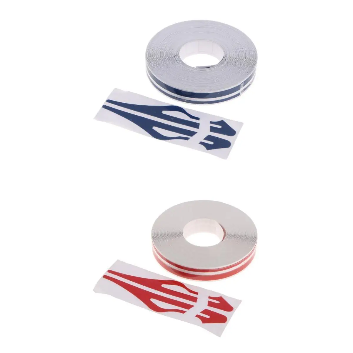 2x Brooches Stripe Tape Vinyl Decal Car Sticker Steamline Dual Line Blue+Red