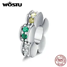 WOSTU подлинный 925 пробы Серебряный красочный Цветущий цветок шарик Циркон Шарм Подходит браслет кулон ювелирных изделий CTC114