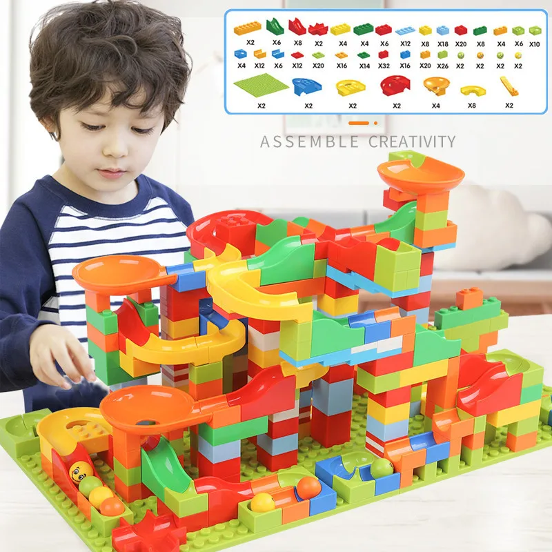 

Small Particle Magical Marble Race Run Block City Building Blocks Funnel Slide DIY Technic Friends Bricks Educational Kids Toys