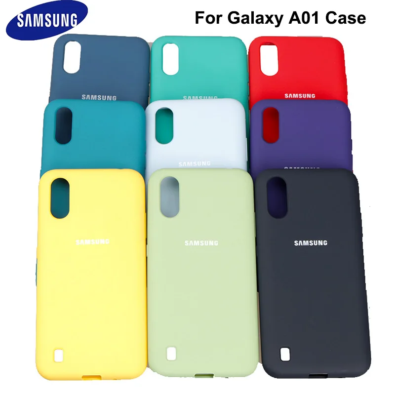 mobile flip cover Original Samsung Galaxy A01 High Quality Liquid Silicone Case Silky Soft-Touch Back Cover For Galaxy A01 SM-A015A Phone Shell phone pouch bag