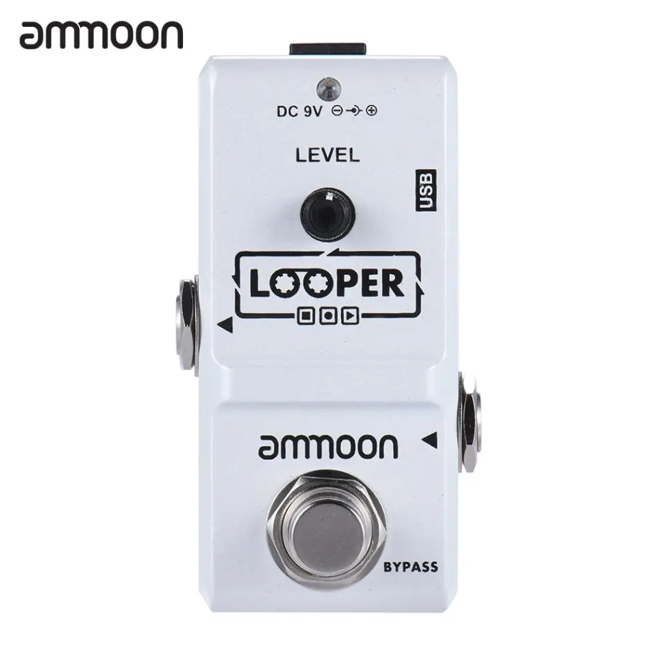 ammoon AP-09 USB Cable Nano Loop Electric Guitar Effect Pedal Looper True Bypass Unlimited Overdubs 10 Minutes Recording - Цвет: white