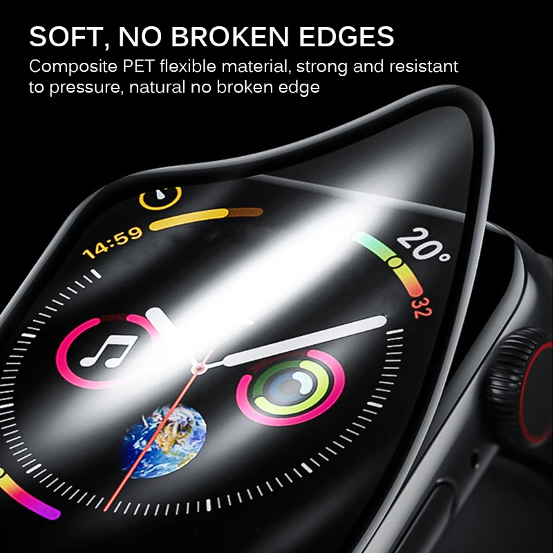 2020 3D защита для экрана с изогнутыми краями Apple Watch 5 4 3 2 1 Защитная пленка Iwatch 40 мм 44