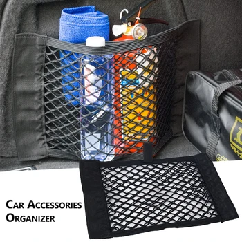 

Car Back Rear Trunk Seat Elastic String Net Auto Mesh Storage Bag Pocket Cages High elastic Pocket Sticker Organizer
