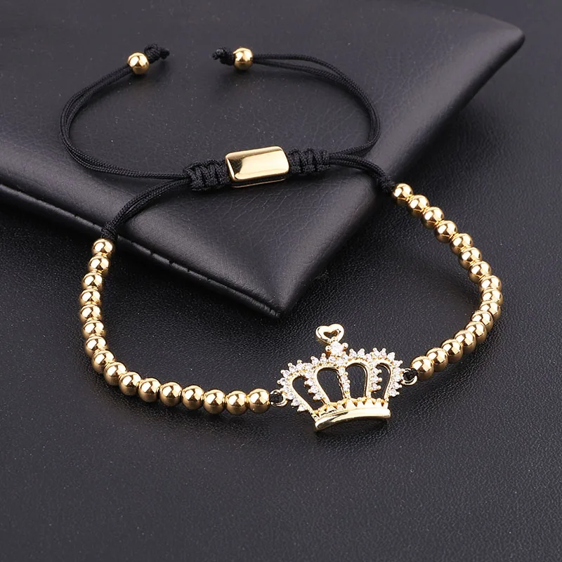 High Quality Stainless Steel Beads CZ Pave Hand Crown Charm Handmade Macrame Friendship Bracelet Female Male Jewelry Gift - Image 5
