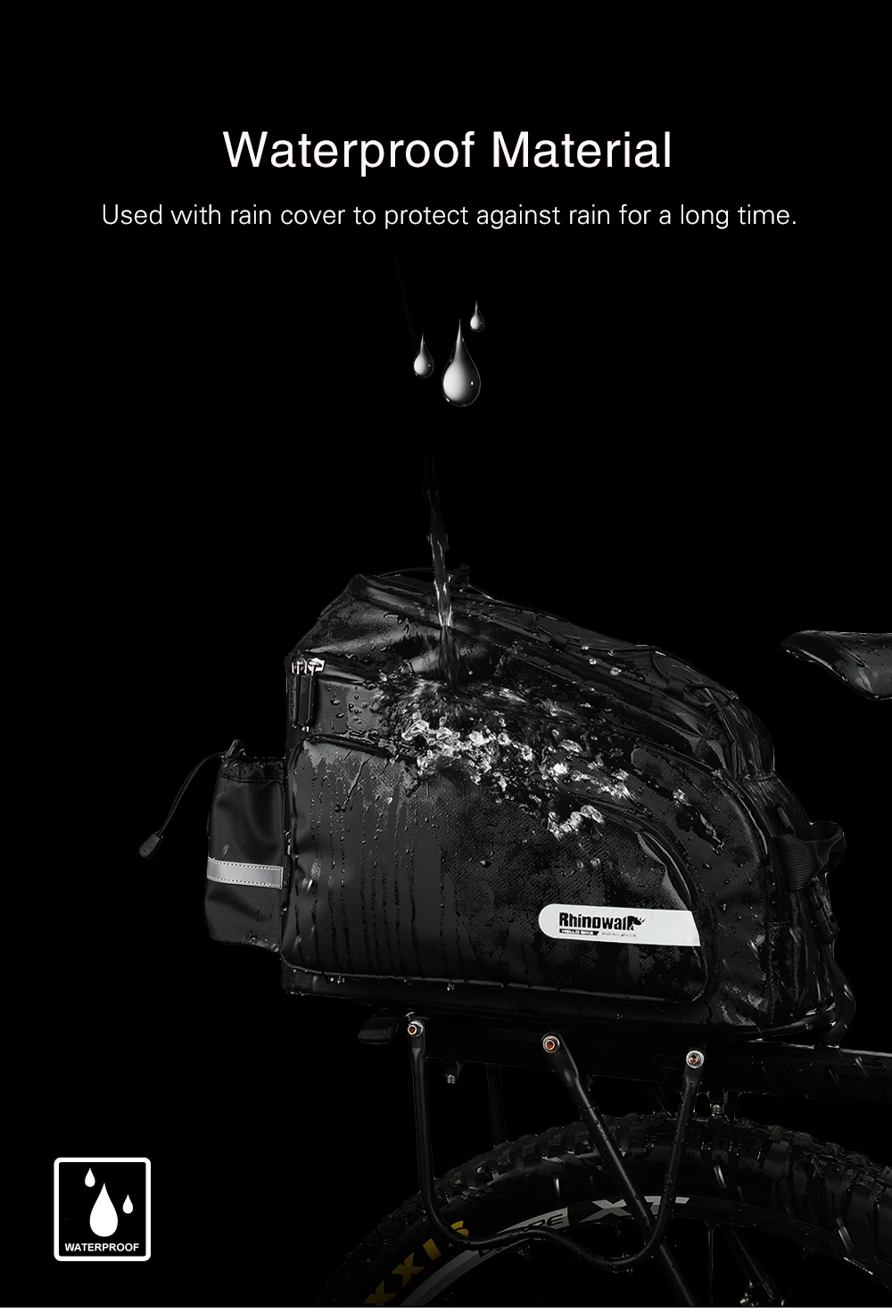 RHINOWALK New Bicycle Bags Mountain Bike Saddle Rack Trunk Bags Travel Cycling Luggage Carrier 17L Camera Handbag Waterproof  (2)