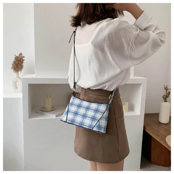 

Jiessie&Angela Retro Bags For Women Small Shoulder Bags Ladies Leather Handbags Plaid Crossbody Bag Purse Baguette Tote Bags