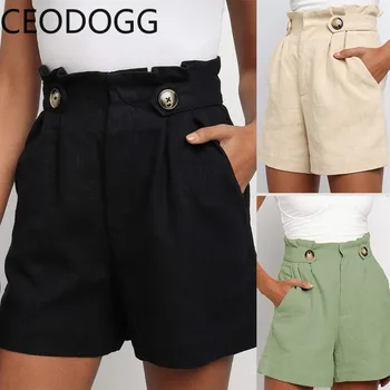 

CEOdogg high waist hip wide leg shorts feminine fashion casual elastic pocket short summer 2020 new loose