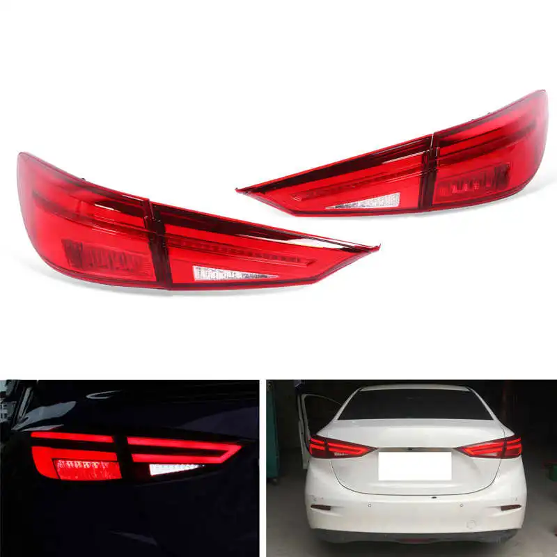 Full LED Dynamic Tail Lights Assembly Red Lens Fit for Mazda 3 Sedan 2014-2018 IP67 Waterproof Car Accessories | Автомобили и