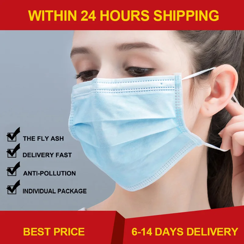 

Disposable Mask 3-Ply Anti-Dust Nonwoven Elastic Earloop Mouth Face Masks