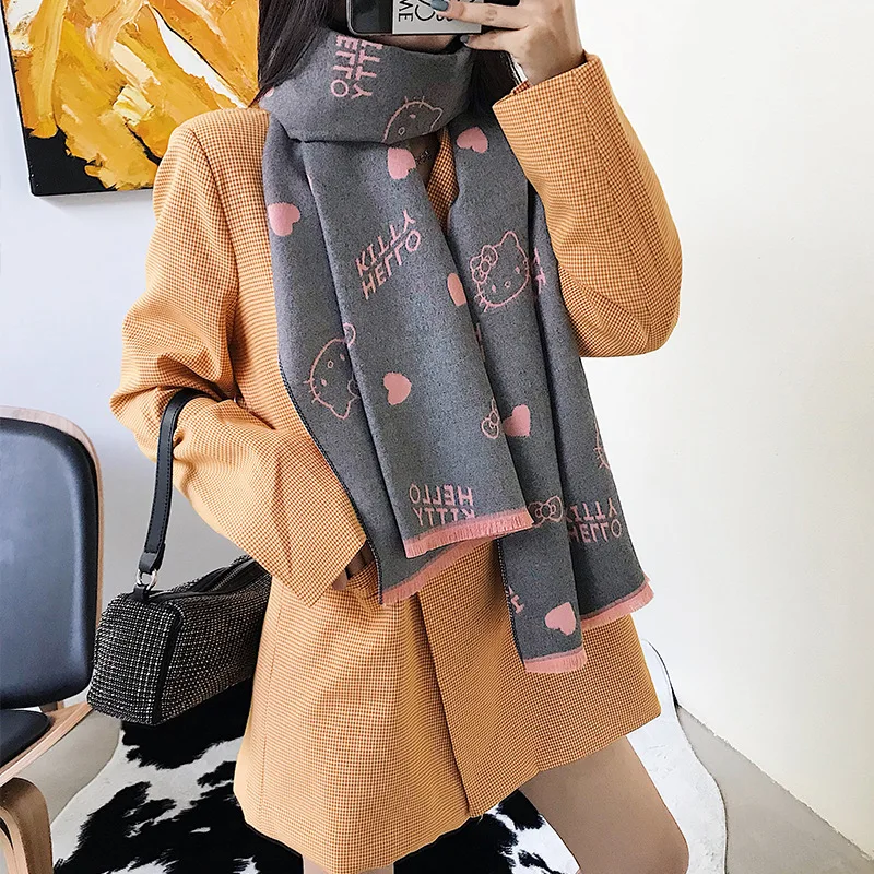 Get Special Offer Autumn and Winter 2019 Korean Version of New Women's ScarfLovely Cartoon Cat Simulated Cashmere War Get Special Offer Autumn and Winter 2019 Korean Version of New Women's ScarfLovely Cartoon Cat Simulated Cashmere War