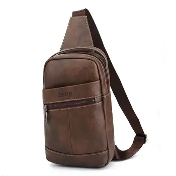 

Retro Style Men's Chest Pack Crossbody Bag Luxury Designer Durable PU Leather Chest Bag Man Vintage Business Men's Shoulder Bag