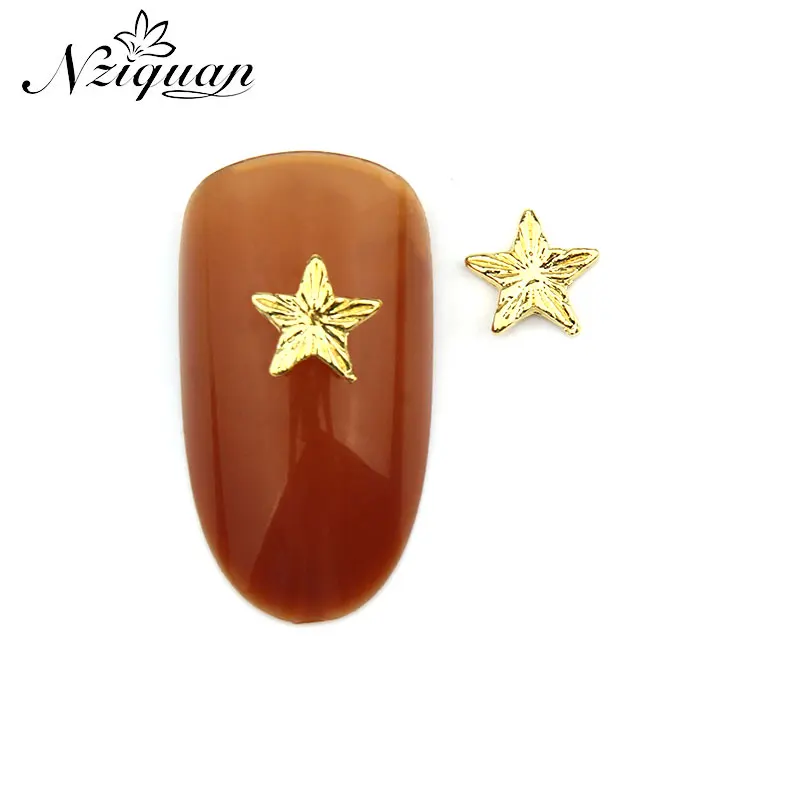 

New product 20pcs golden five-pointed star nail decoration stickers charm geometric metal alloy ladies nails DIY nail accessorie