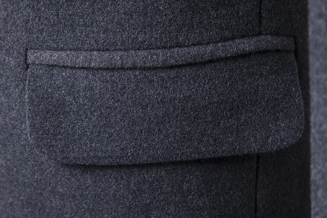 Мужской Для мужчин одежда в один ряд пряжки, защита от ветра, черное шерстяное пальто серого цвета твидовое пальто, пальто из твида