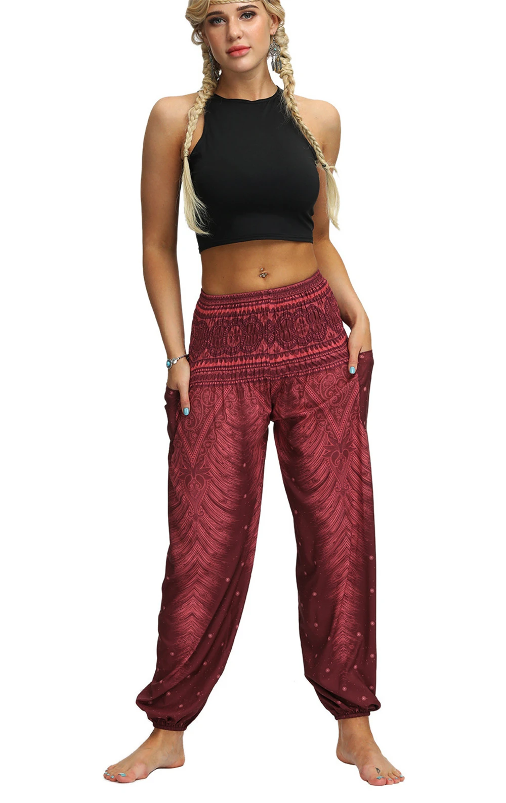 2021 Women Harem Pants Hippie Bohemian Pants,Gypsy Yoga Pant ,Casual Baggy Boho Harem Pants